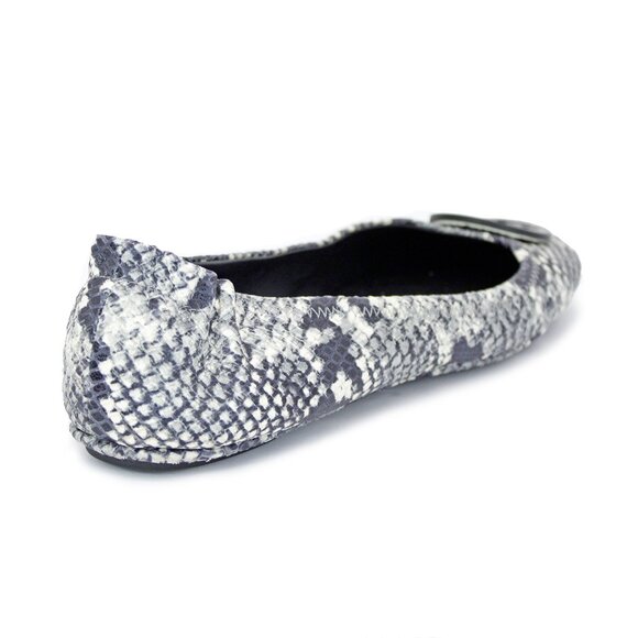 Tory Burch Pink 'Minnie' Travel Snake Print Leather Reva Ballet Flats: Size 10.5 - Picture 4 of 11